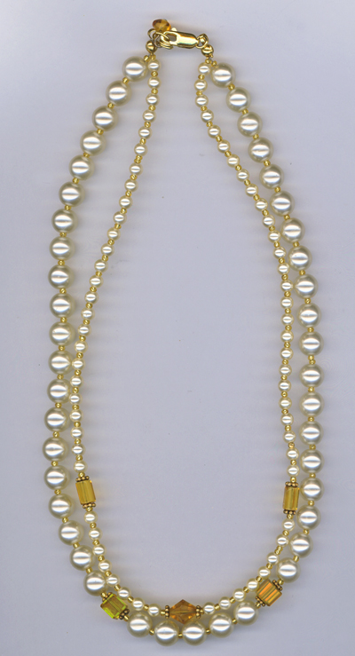 pearl topaz crystal 2 strand necklace