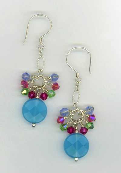 aqua blue summer mix crystal earrings
