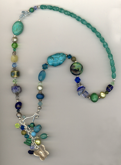 turquoise blue green gemstone mix necklace