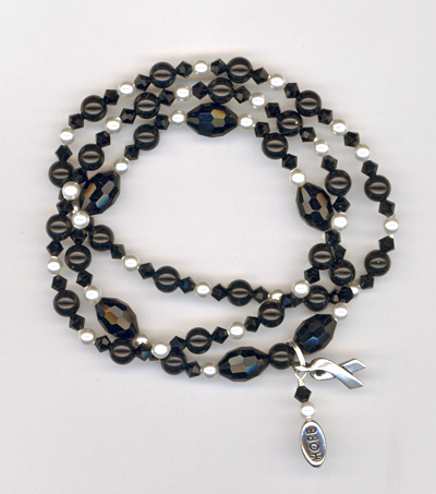 Hope Black White Crystal Pearl Stretchy Bracelets