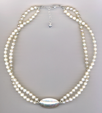 White Bridal 2-strand MOP Necklace