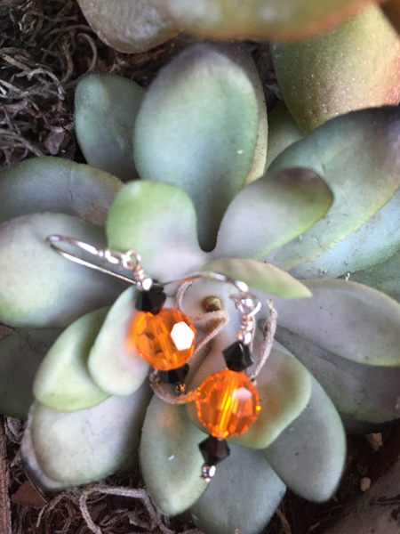 orange black swarovksi crystal ss earrings