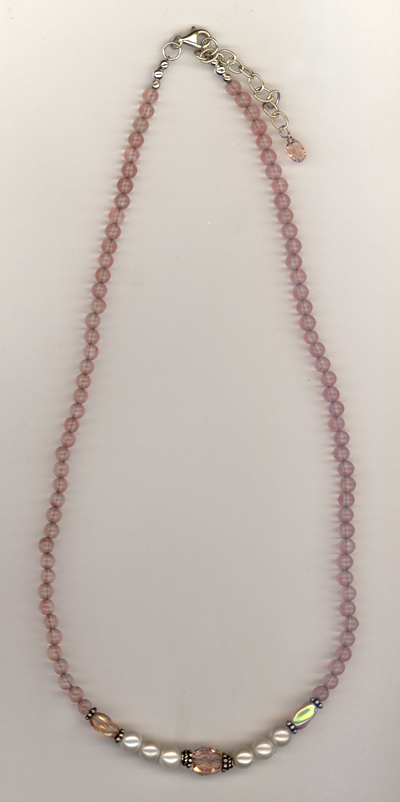 Be Still My Heart Pearl Rose Quartz Necklace