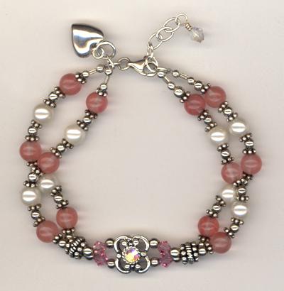 Be Still My Heart Pearl Rose Quartz Bracelet