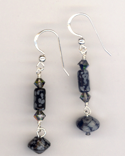 Snowflake Obsidian Gemstone Earrings