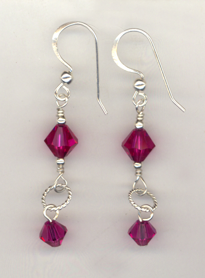 Ring of Beauty Fuchsia Crystal Earrings