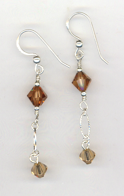 Light Smokey Topaz Evening Crystal Earrings