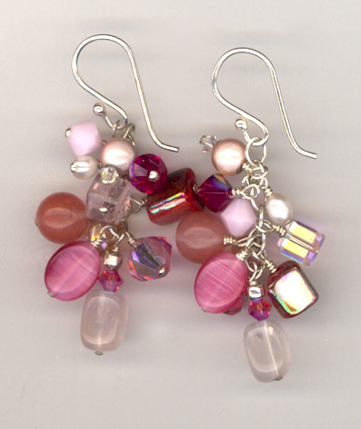 Rose Crystal Cluster Earrings
