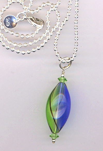 Meadow Sky Handblown Oval Glass Pendant