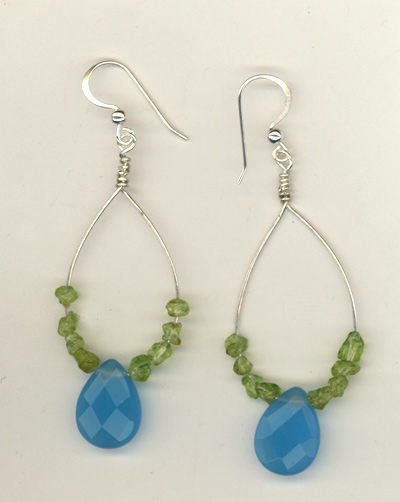 Peridot Aqua Hoop Earrings