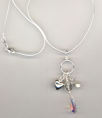 Hope Awareness Sterling Crystal Charm Necklace