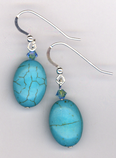 turquoise crystal oval earring