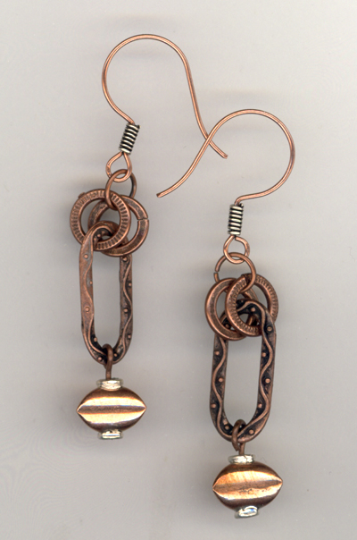 Copper Link Rectangle Earrings