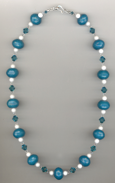 Aqua & White Summer Beaded Gemstone Necklace
