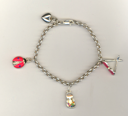 Summer Pink Sterling Silver Charm Bracelet