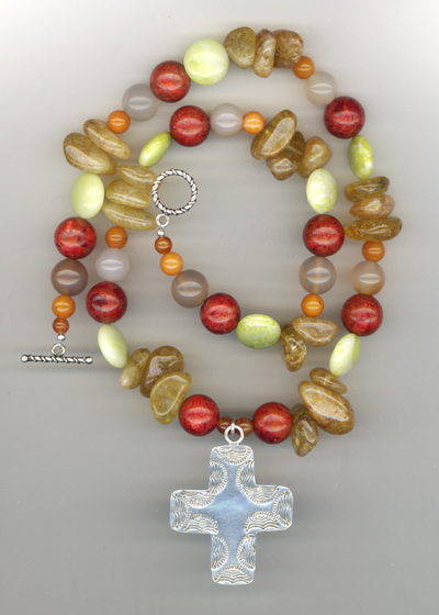 Summer Salsa Large Cross Gemstone Necklace