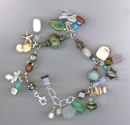 By The Seashore ~ Gemstone Sterling Silver Charm Bracelet
