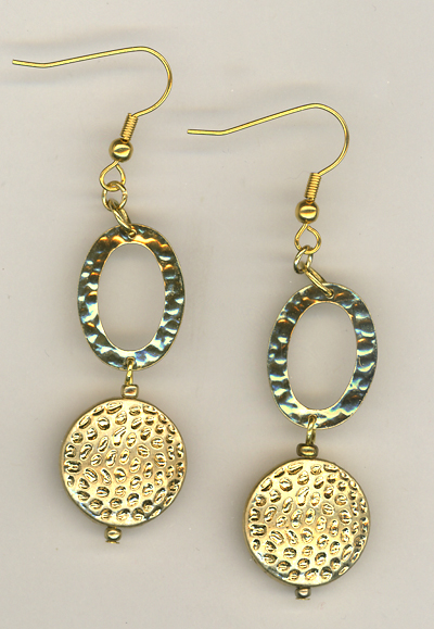 Gold Hammered Ovals Earrings