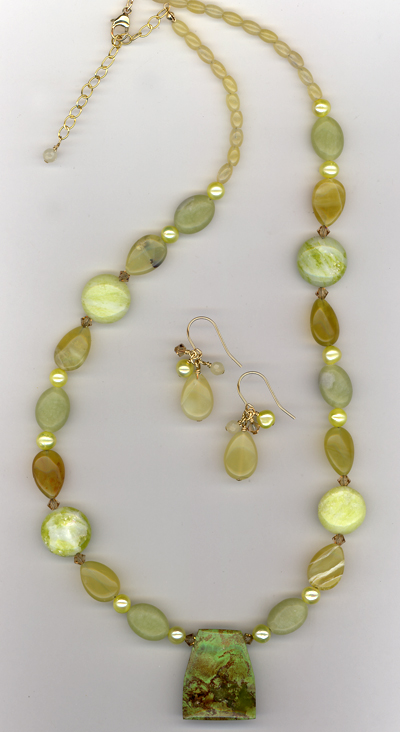 Green With Envy ~Turquoise Gold Necklace/Earring Set