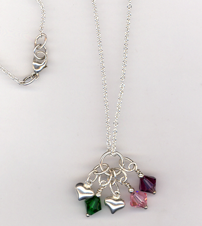 Custom Sterling Silver Crystal Mother's Necklace