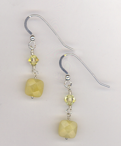 Lemon Honey Jade Crystal Earrings