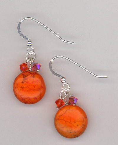 Orange Slice 2 ~ Turquoise Earrings