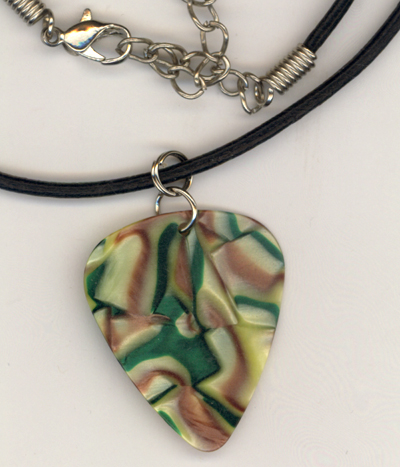 Caramel Apple Guitar Pick Leather Necklace