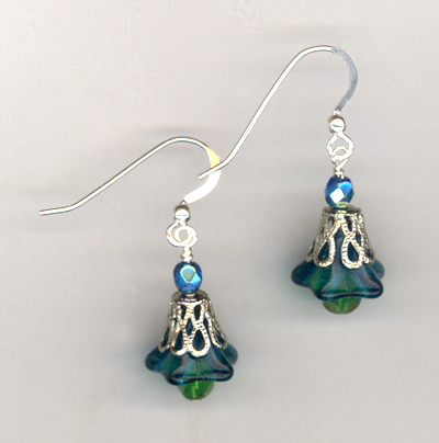 Emeerald Blue Bells Earrings