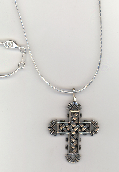 Sterling Silver Woven Cross Necklace