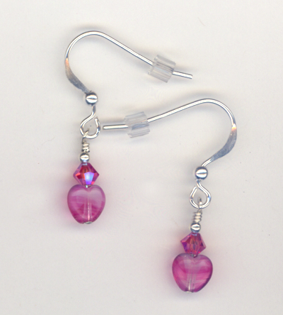 Pretty Pink  Rose Tiny Hearts Earrings
