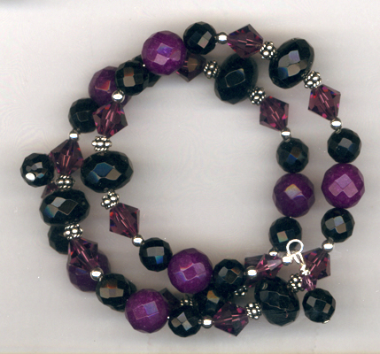 Black Amethyst Crystal Memory Wire Bracelet