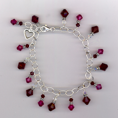 My Sweet Red Crystal Charm Bracelet