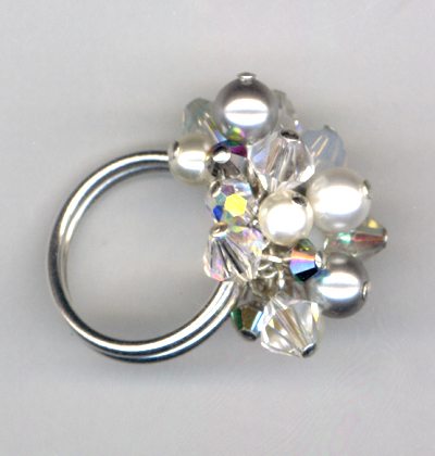 Shades of White Cha-cha-crystal ring