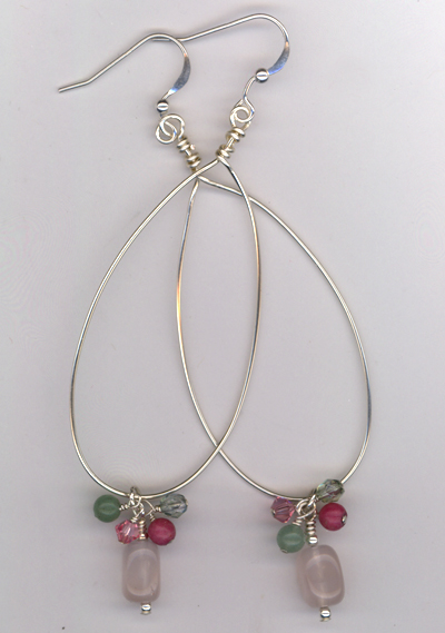 Silver Hoop Pastel Gemstone Earrings