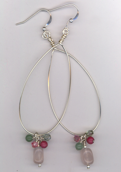 Silver Hoop Pastel Gemstone Earrings