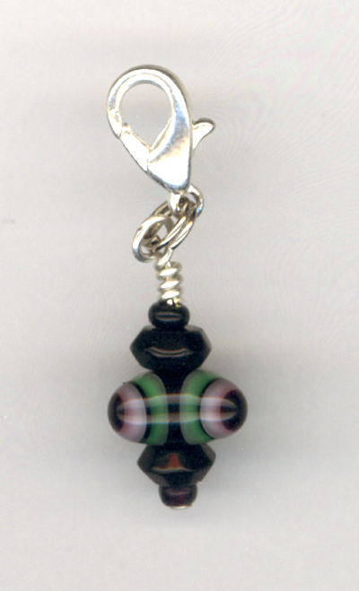 Black Lampwork Beaded Zipper Pull