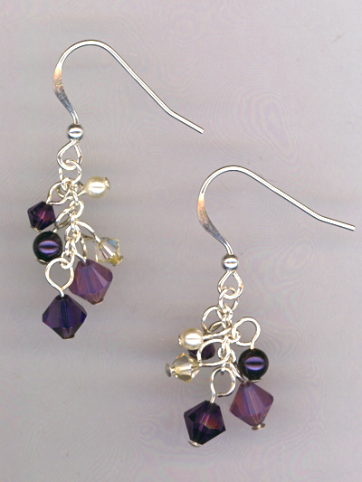 Purple Velvet Champagne Cascade Earrings