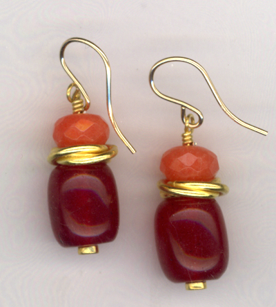 Sliced Melons ~ Gemstone Gold Earrings