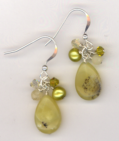Lemon and Lime Teardrop Jade Earrings