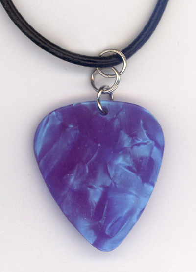 Aqua Pearl Guitar Pick Leather Necklace