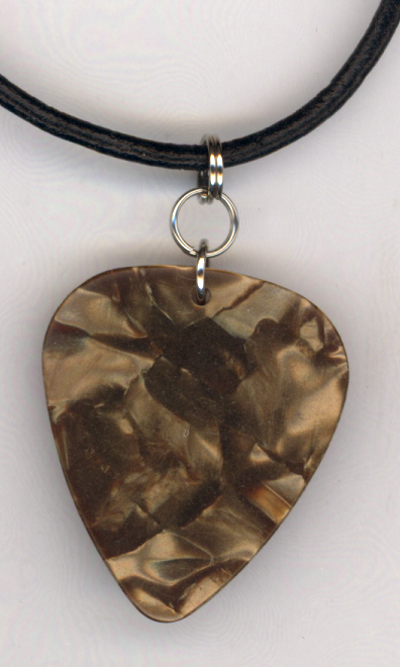 Brown Pearl Guitar Pick Leather Necklace