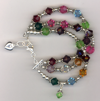 Grandmother's Birthstone Crystal Beaded Custom Bracelet