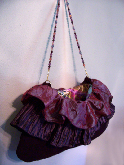 Purple Ruffle Beaded Purse