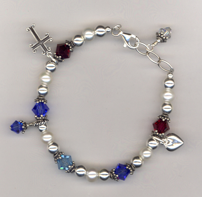 Custom Mother's  Pearl Crystal Bracelet