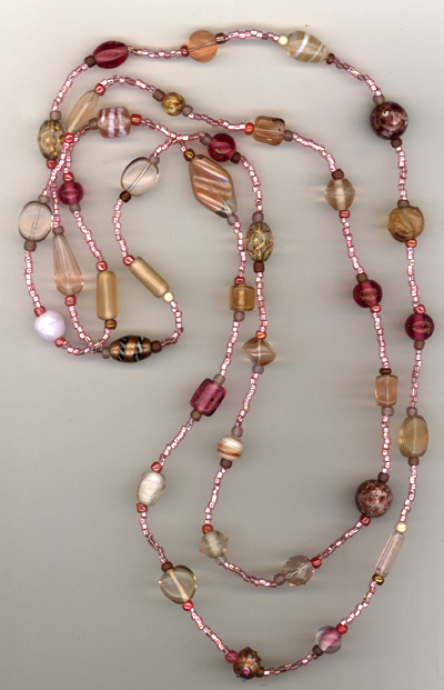 Super Long Pink MIx Beaded Necklace