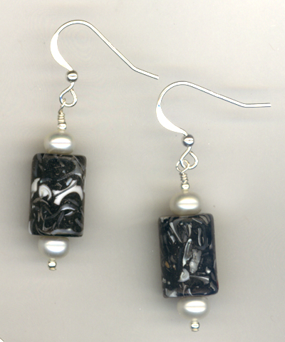 Black & White Pearls Sterling Earrings