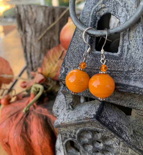 Orange Lampwork Round Crystal E