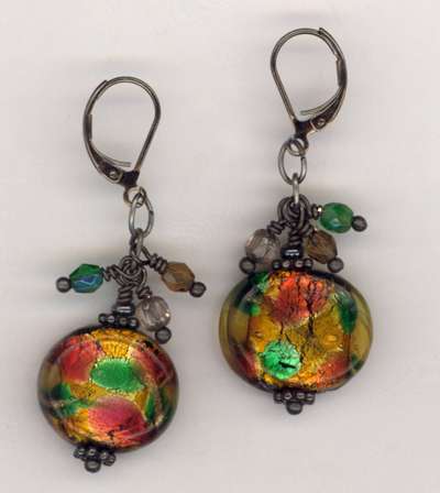 Fall Harvest ~ Lampwork Gun Metal Earrings