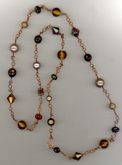 Golden Cooper ~ Beaded Link Necklace