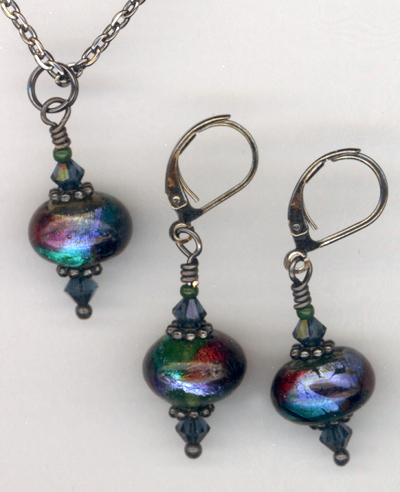 Blue Mountains ~ Lampwork Crystal Jewelry SEt